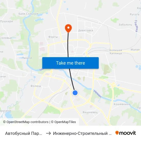 Автобусный Парк Г. Гродно to Инженерно-Строительный Факультет Гргу map