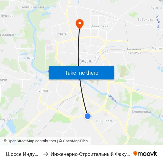 Шоссе Индурское to Инженерно-Строительный Факультет Гргу map