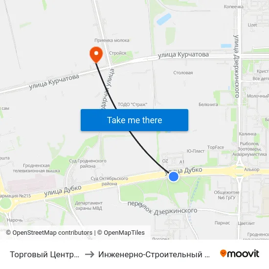 Торговый Центр «Oldcity» to Инженерно-Строительный Факультет Гргу map