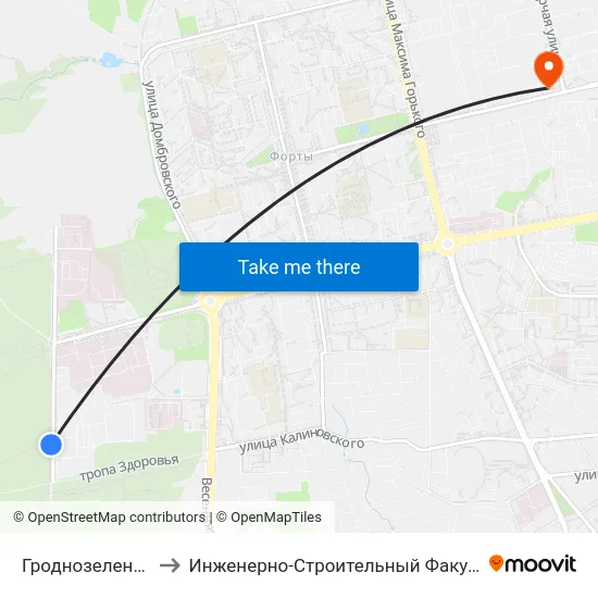 Гроднозеленстрой to Инженерно-Строительный Факультет Гргу map