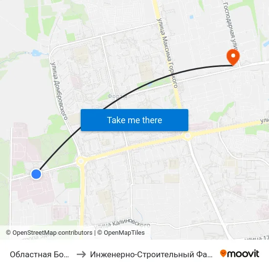 Областная Больница to Инженерно-Строительный Факультет Гргу map