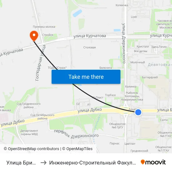 Улица Брикеля to Инженерно-Строительный Факультет Гргу map