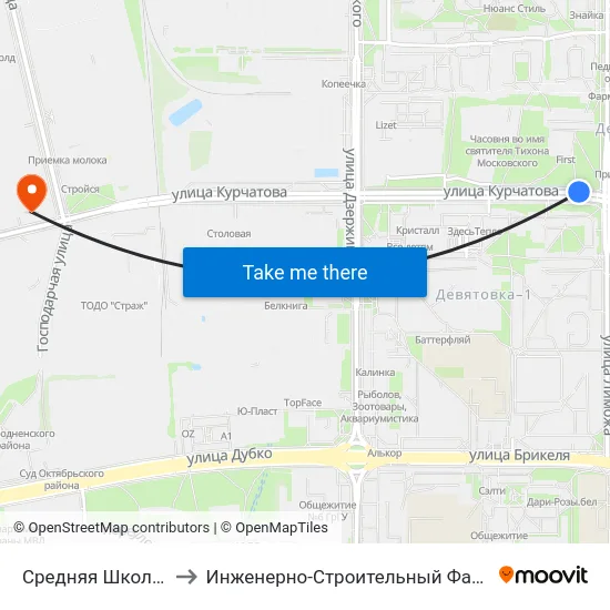 Средняя Школа № 36 to Инженерно-Строительный Факультет Гргу map