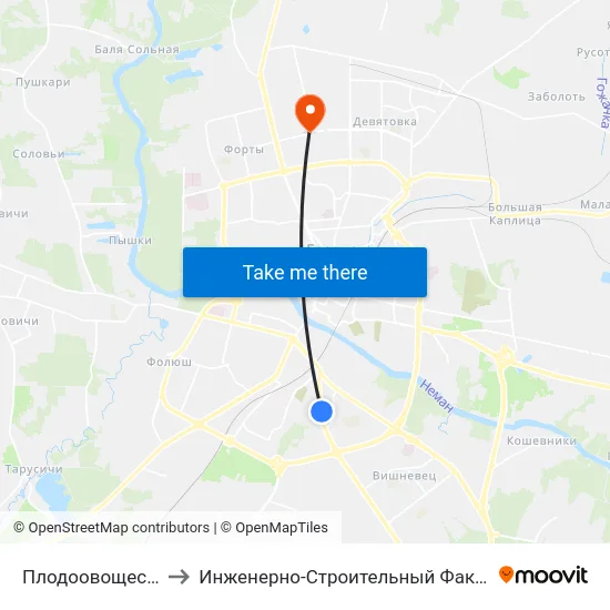 Плодоовощесервис to Инженерно-Строительный Факультет Гргу map