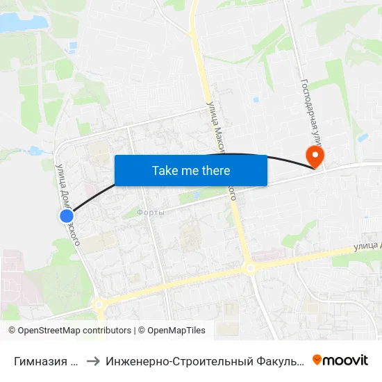 Гимназия № 5 to Инженерно-Строительный Факультет Гргу map