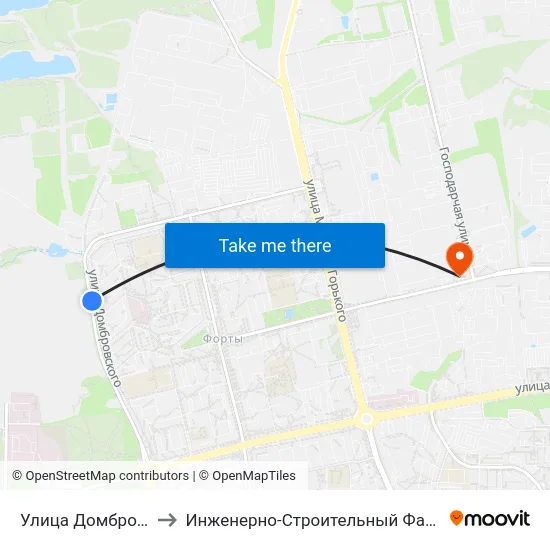 Улица Домбровского to Инженерно-Строительный Факультет Гргу map