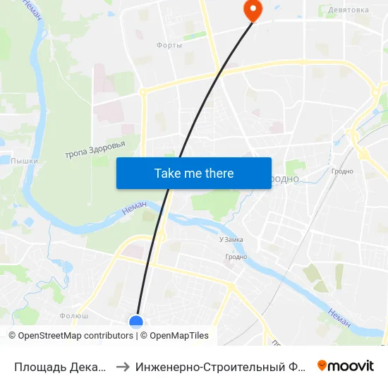 Площадь Декабристов to Инженерно-Строительный Факультет Гргу map