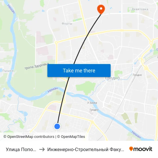 Улица Поповича to Инженерно-Строительный Факультет Гргу map