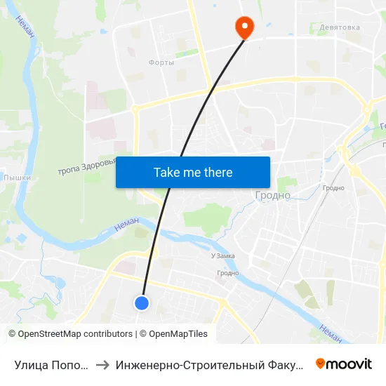 Улица Поповича to Инженерно-Строительный Факультет Гргу map
