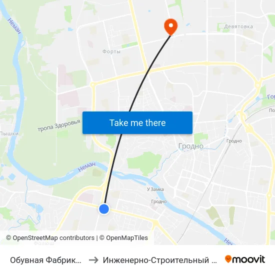 Обувная Фабрика «Неман» to Инженерно-Строительный Факультет Гргу map