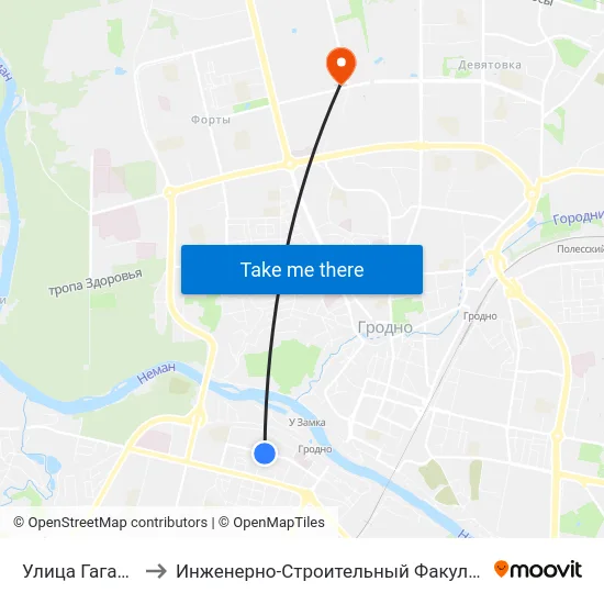 Улица Гагарина to Инженерно-Строительный Факультет Гргу map