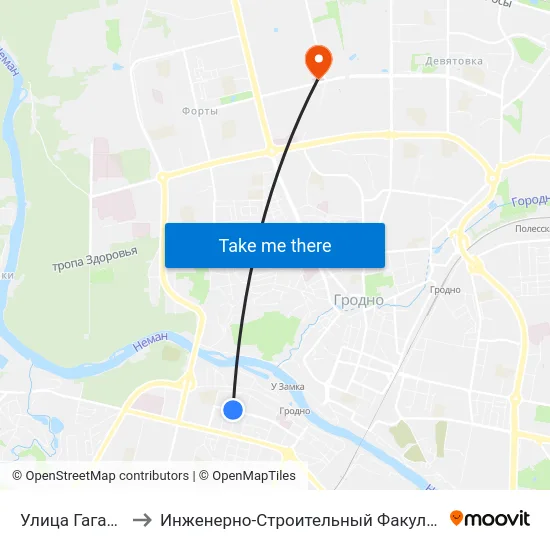 Улица Гагарина to Инженерно-Строительный Факультет Гргу map