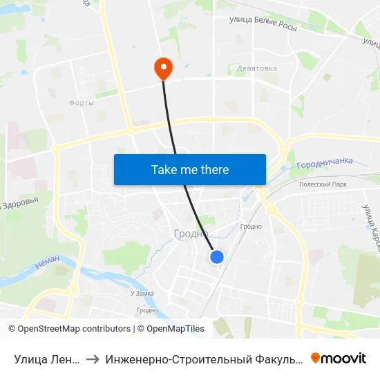 Улица Ленина to Инженерно-Строительный Факультет Гргу map
