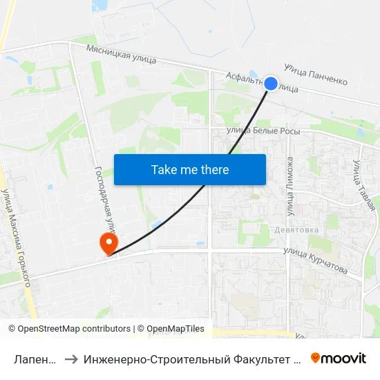 Лапенки to Инженерно-Строительный Факультет Гргу map