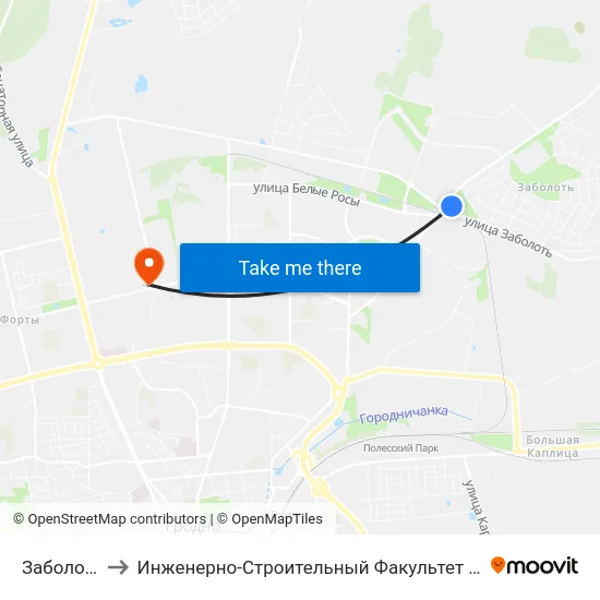 Заболоть to Инженерно-Строительный Факультет Гргу map