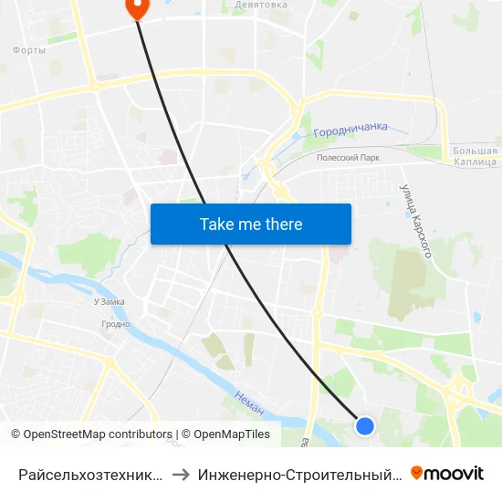 Райсельхозтехника (Посадка) to Инженерно-Строительный Факультет Гргу map