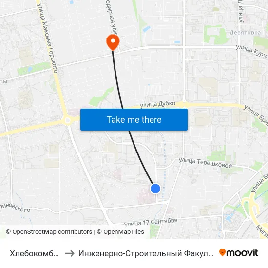 Хлебокомбинат to Инженерно-Строительный Факультет Гргу map