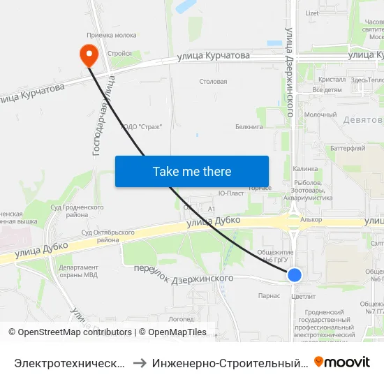 Электротехнический Колледж to Инженерно-Строительный Факультет Гргу map