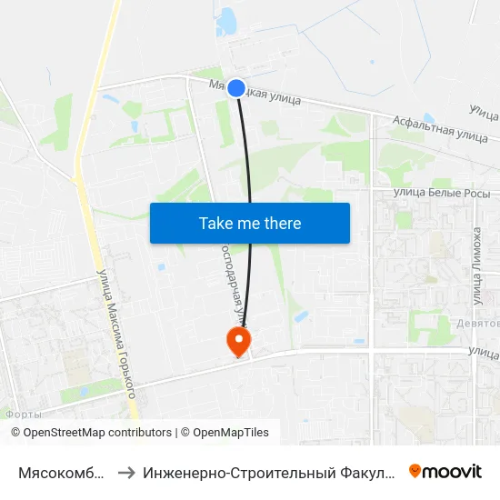 Мясокомбинат to Инженерно-Строительный Факультет Гргу map