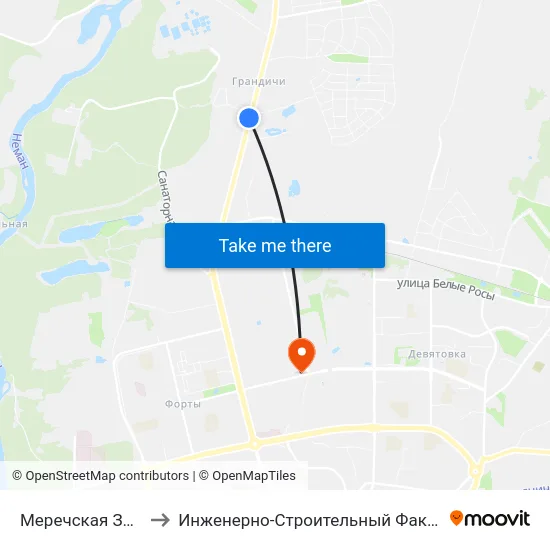Меречская Застава to Инженерно-Строительный Факультет Гргу map