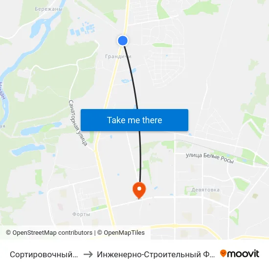 Сортировочный Участок to Инженерно-Строительный Факультет Гргу map