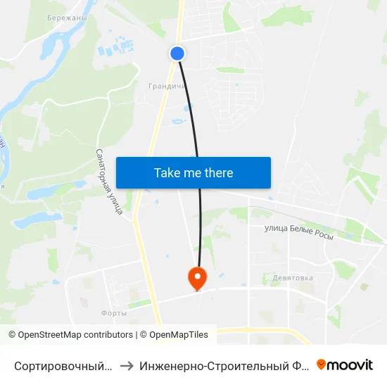 Сортировочный Участок to Инженерно-Строительный Факультет Гргу map