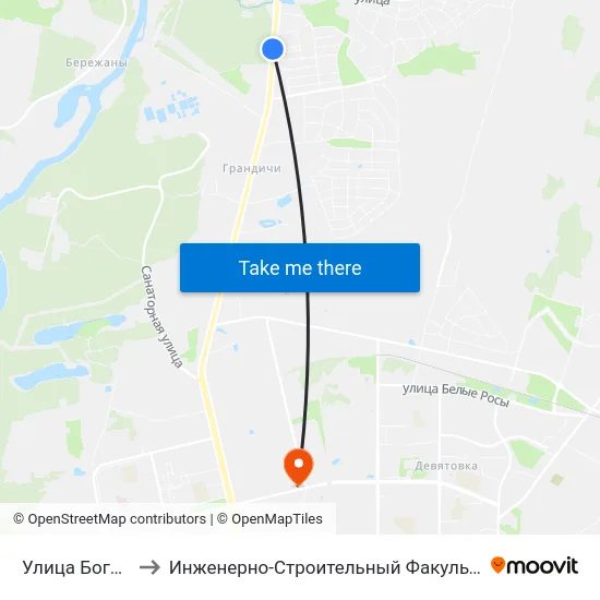 Улица Богатая to Инженерно-Строительный Факультет Гргу map