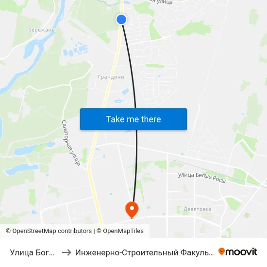 Улица Богатая to Инженерно-Строительный Факультет Гргу map