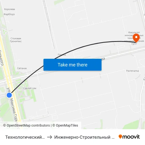 Технологический Колледж to Инженерно-Строительный Факультет Гргу map