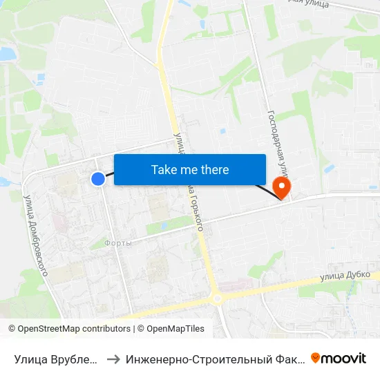Улица Врублевского to Инженерно-Строительный Факультет Гргу map