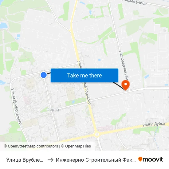 Улица Врублевского to Инженерно-Строительный Факультет Гргу map