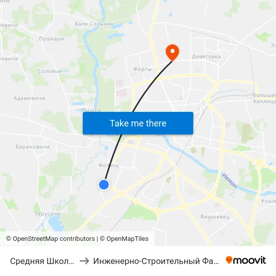 Средняя Школа № 37 to Инженерно-Строительный Факультет Гргу map