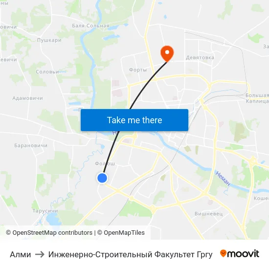 Алми to Инженерно-Строительный Факультет Гргу map