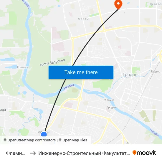 Фламинго to Инженерно-Строительный Факультет Гргу map