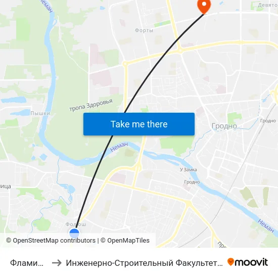 Фламинго to Инженерно-Строительный Факультет Гргу map