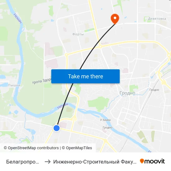 Белагропромбанк to Инженерно-Строительный Факультет Гргу map