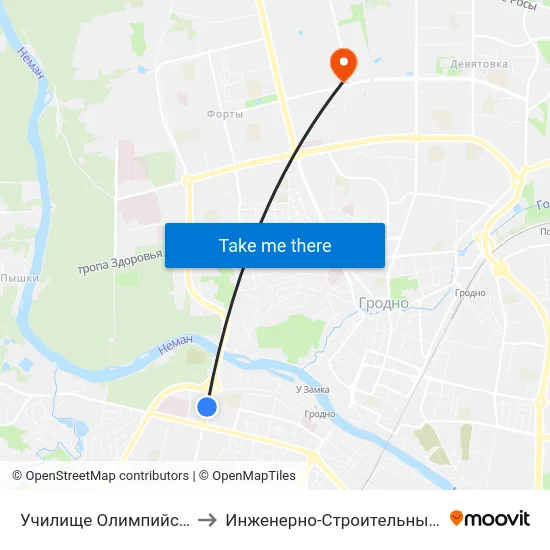 Училище Олимпийского Резерва to Инженерно-Строительный Факультет Гргу map