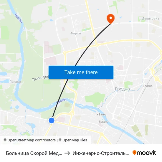 Больница Скорой Медицинской Помощи to Инженерно-Строительный Факультет Гргу map