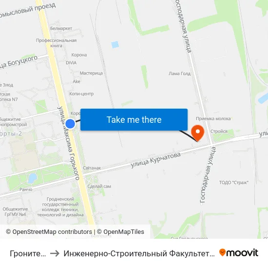 Гронитекс to Инженерно-Строительный Факультет Гргу map