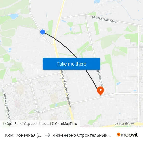 Ксм, Конечная (Высадка) to Инженерно-Строительный Факультет Гргу map