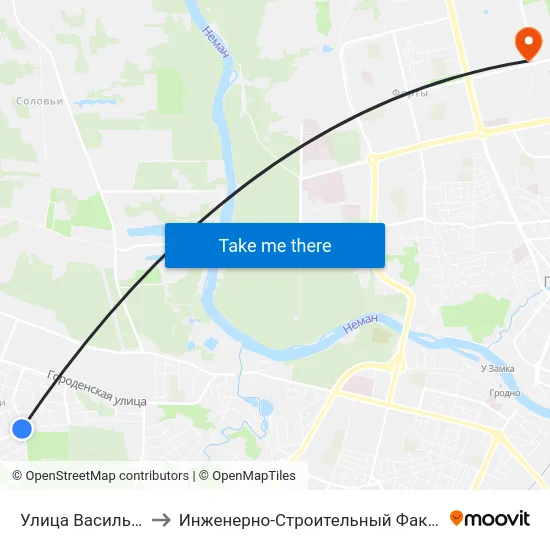 Улица Васильковая to Инженерно-Строительный Факультет Гргу map
