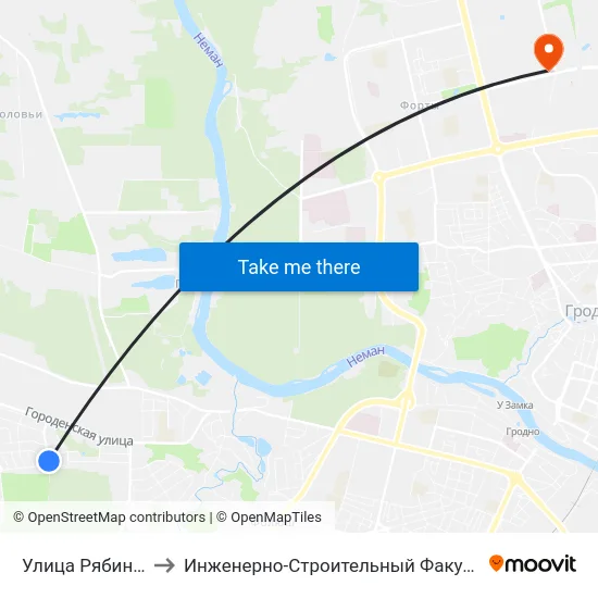 Улица Рябиновая to Инженерно-Строительный Факультет Гргу map