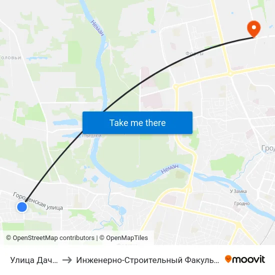 Улица Дачная to Инженерно-Строительный Факультет Гргу map