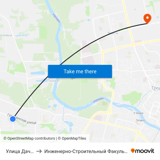 Улица Дачная to Инженерно-Строительный Факультет Гргу map