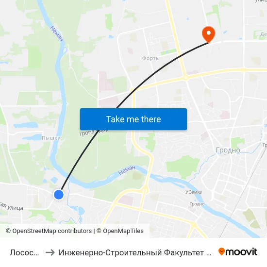 Лососно to Инженерно-Строительный Факультет Гргу map