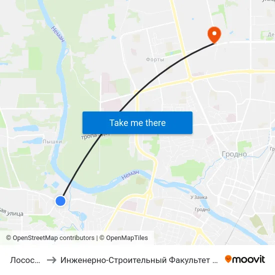 Лососно to Инженерно-Строительный Факультет Гргу map