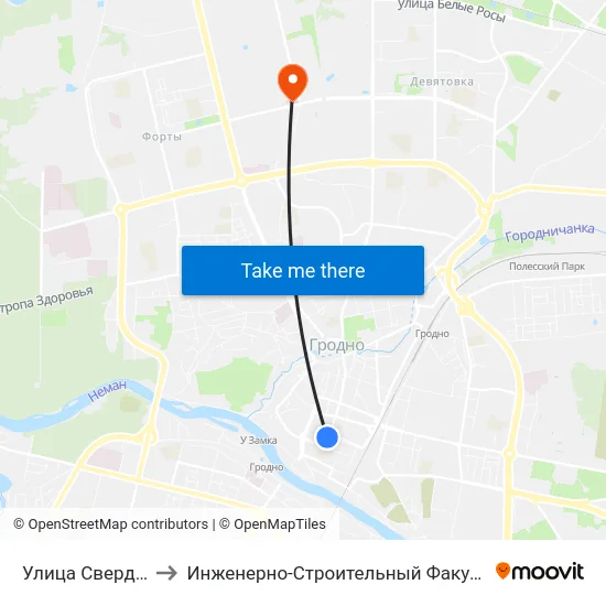 Улица Свердлова to Инженерно-Строительный Факультет Гргу map