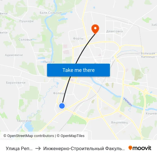 Улица Репина to Инженерно-Строительный Факультет Гргу map