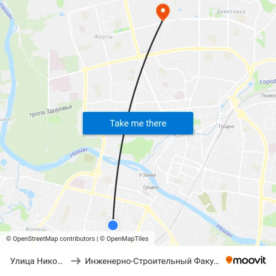 Улица Николаева to Инженерно-Строительный Факультет Гргу map