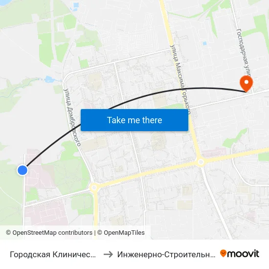 Городская Клиническая Больница №3 to Инженерно-Строительный Факультет Гргу map